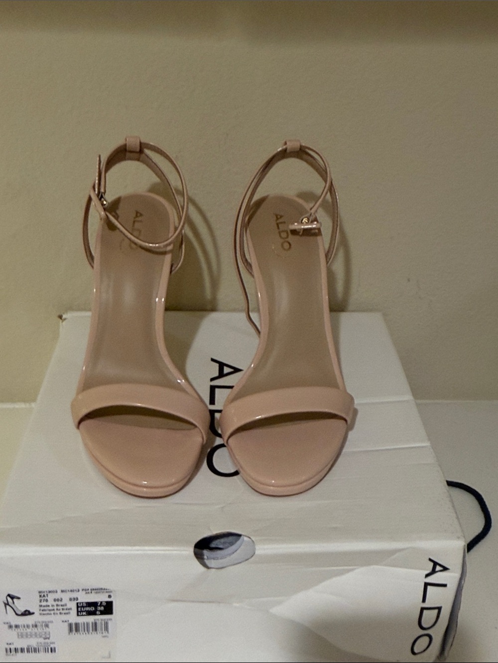 ALDO Blush Patent Ankle-Strap Heels